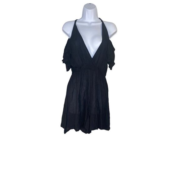 Raga Womens Off The Shoulder Black V-neck Romper‎ Size Small - Picture 1 of 8